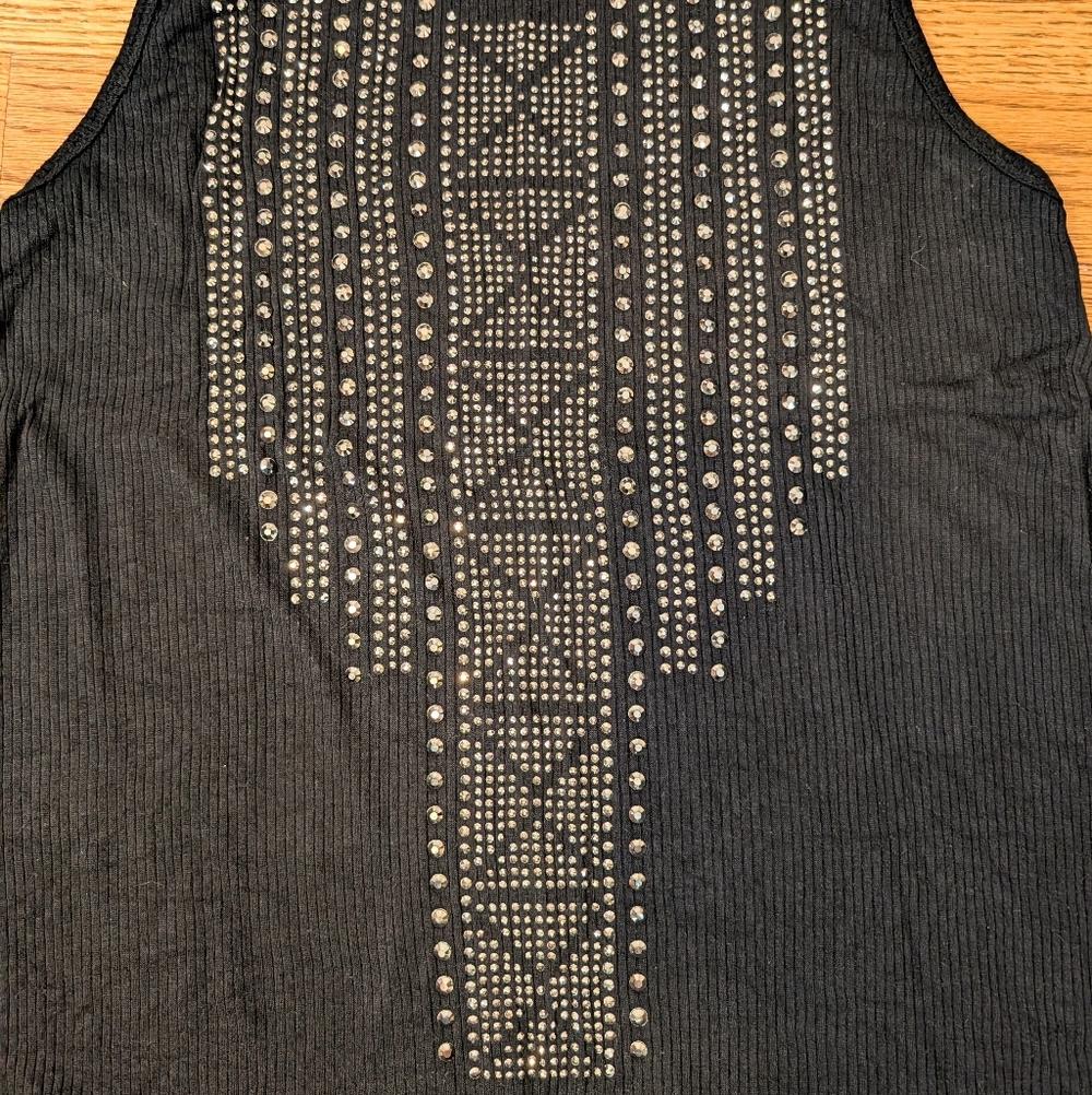 Be Vocal Women's Tank Top Black Studded Western Boho Size Large - Picture 4 of 7